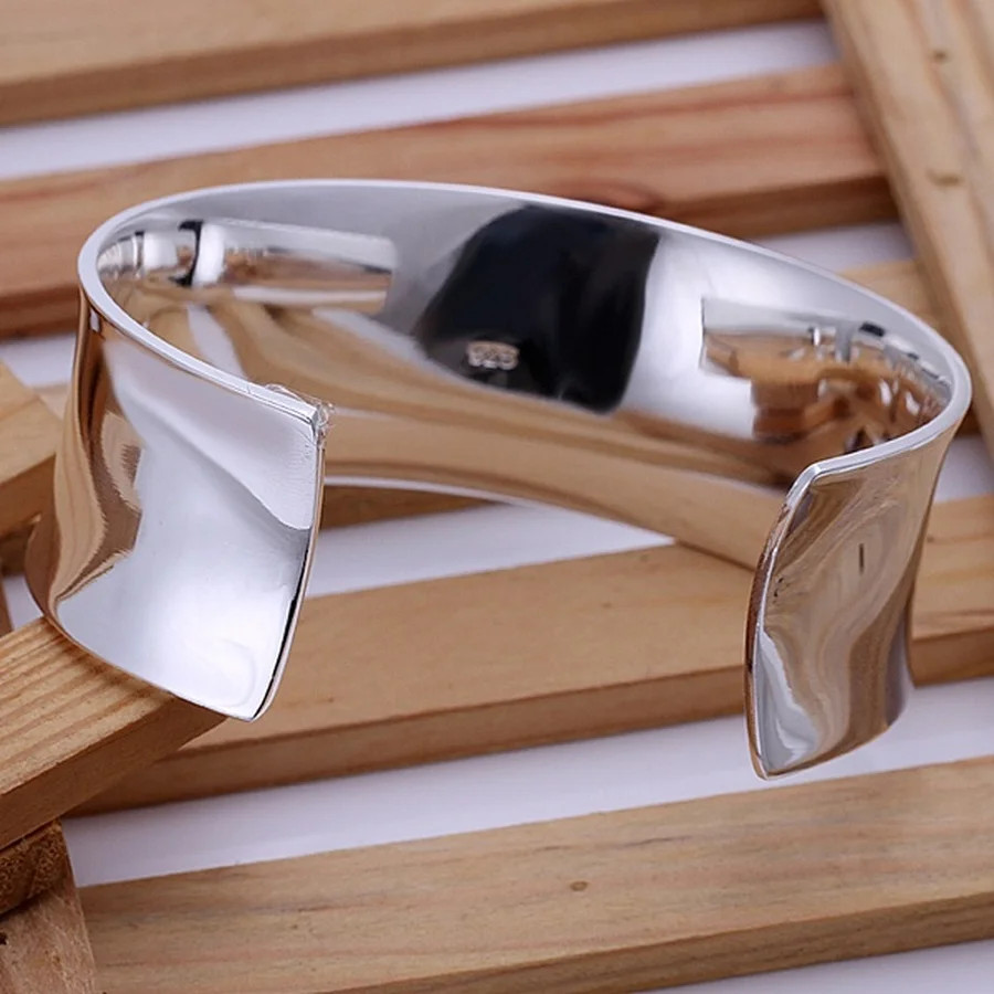 925 Sterling Silver Bracelet High Quality Fashion Women Solid Lady Bangle Jewelr