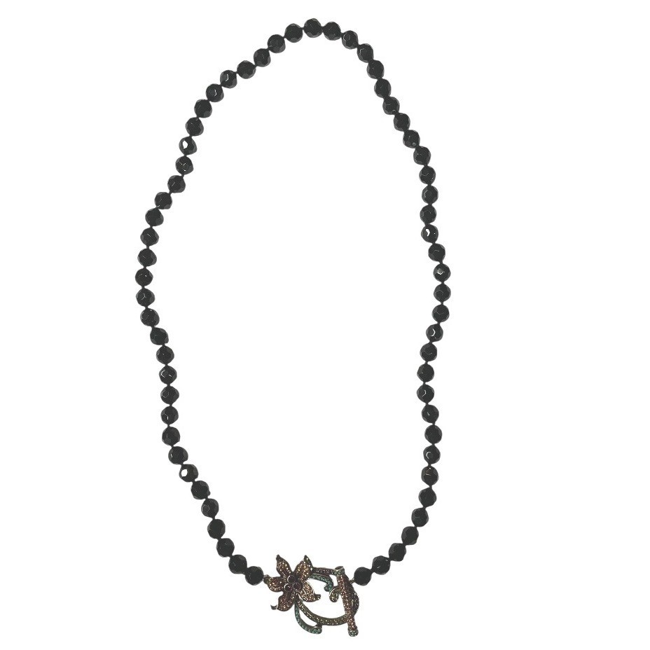 Stunning Signed Heidi Daus Design Toggle Pave Crystal Beaded Floral Necklace NWT