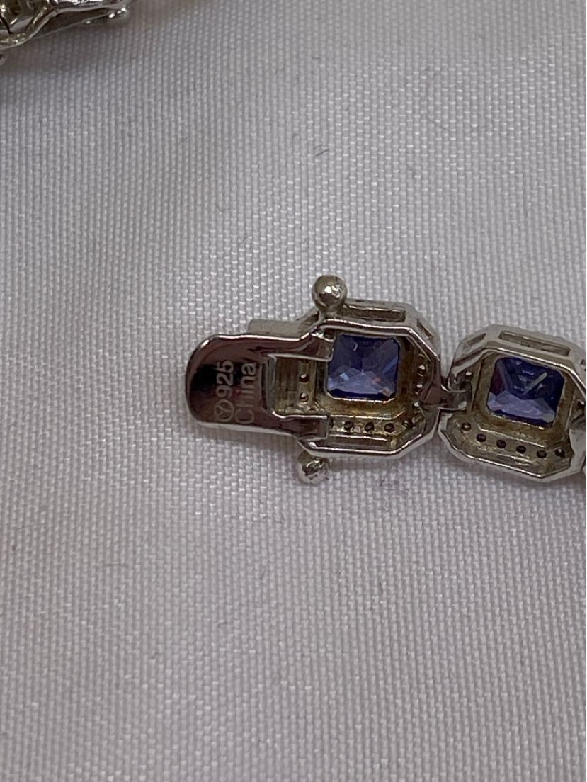 Simulated Tanzanite .925 Sterling Silver Bracelet