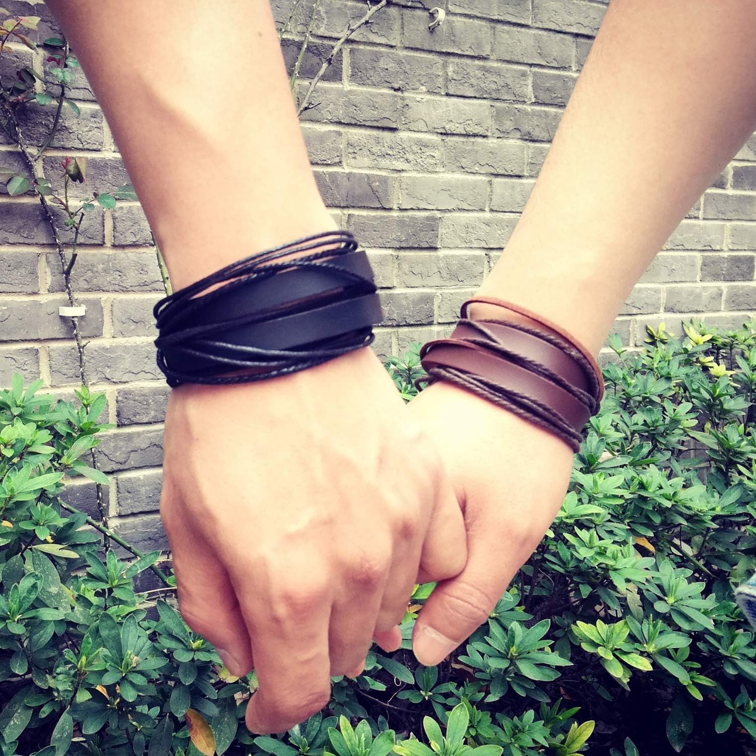 Genuine Leather Bracelet for Women & Men,Unisex Multilayer Leather Adjustable…