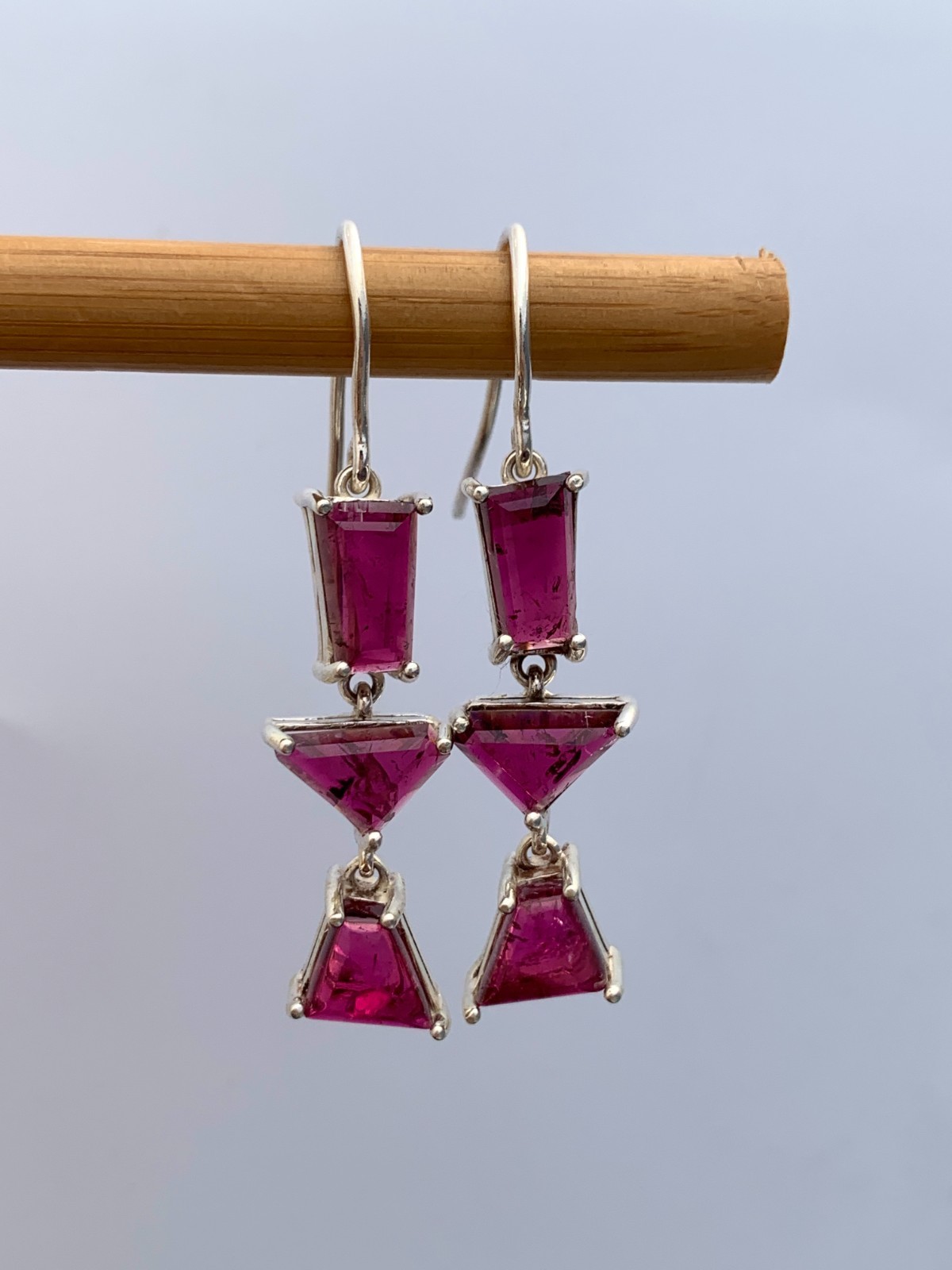 Pinkish Red Tourmaline Earrings: 925 Sterling Silver, Handmade Gemstone Jewelry