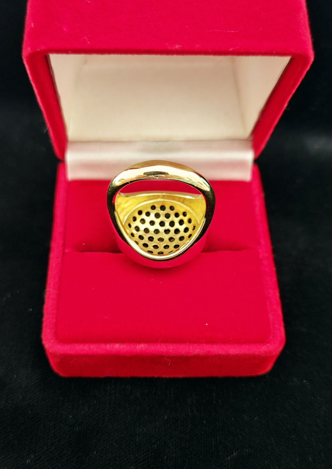 BELLEZZA Jewelry Collection Round Pave Black Spinel Gem Stone Gold Tone Ring sz5