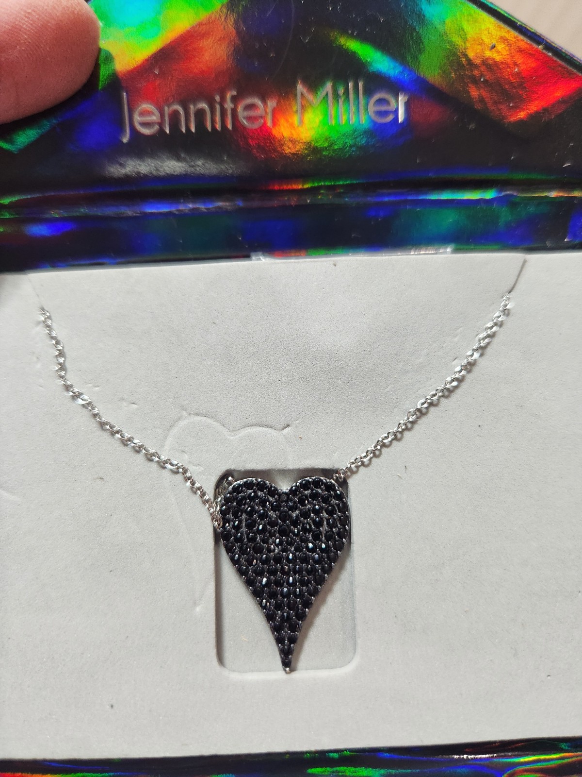Diamonique x Jennifer Miller Signature Pave Black Heart Sterling – Necklace