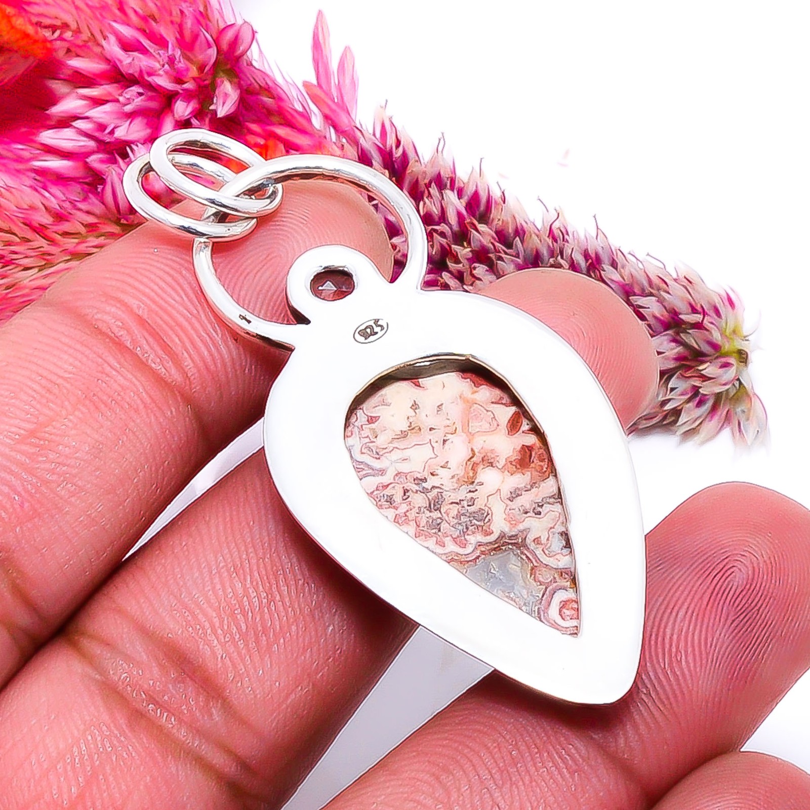 Rosetta Jasper – United State & White Topaz 925 Silver Pendant 1.95″ P1037811417