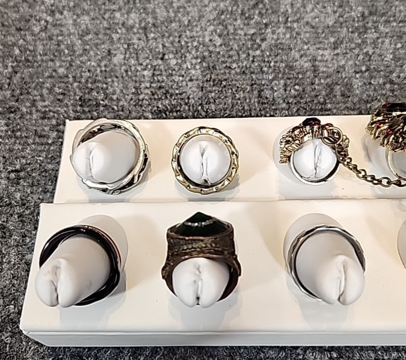 Jewelry 11 Rings Gothic Collection Skull 2 Rings w/Chain See Description #203