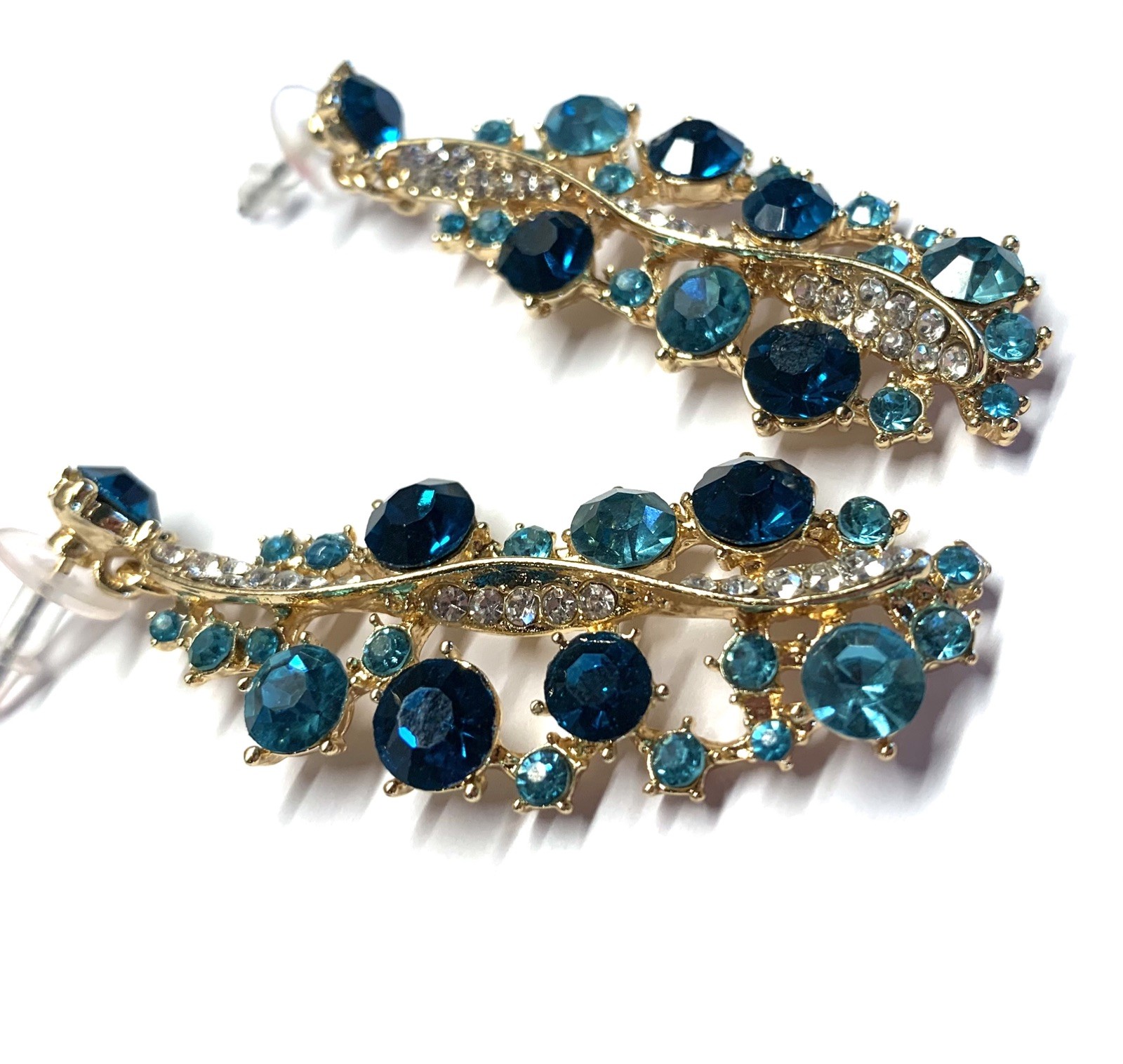 Aqua Teal Crystal Choker Rhinestone Necklace Earring Set Bridal Prom Pageant