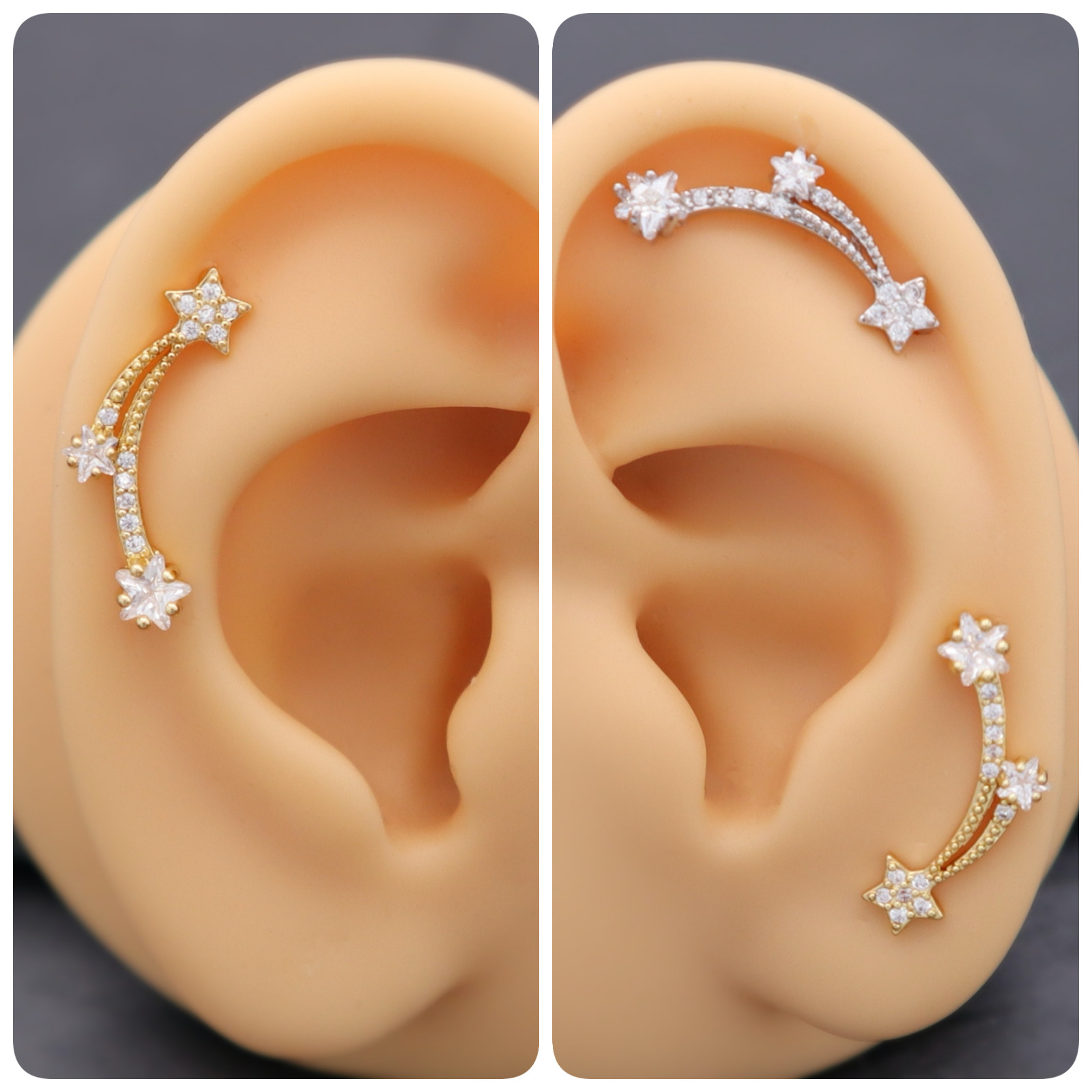 Fallin Star Crawler Gold Silver Cartilage Helix Lobe Tragus Conch Earring Her UK