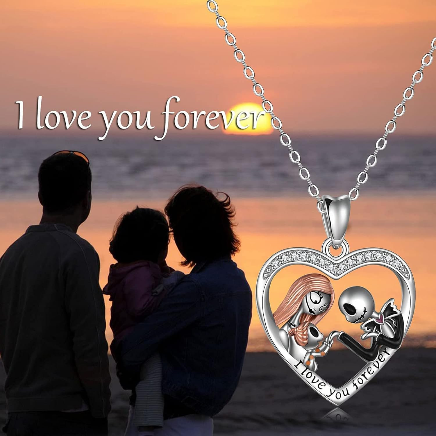 Nightmare Necklace Gifts Sterling Silver Jack Infinity Heart Family Pendant I Lo