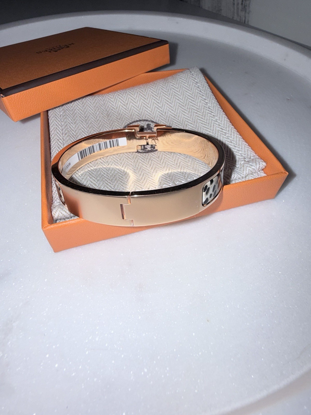 NEW Hermes Clic H Clic H Jubatus Cheetah bracelet Bangle GM Size Rose Gold Hw