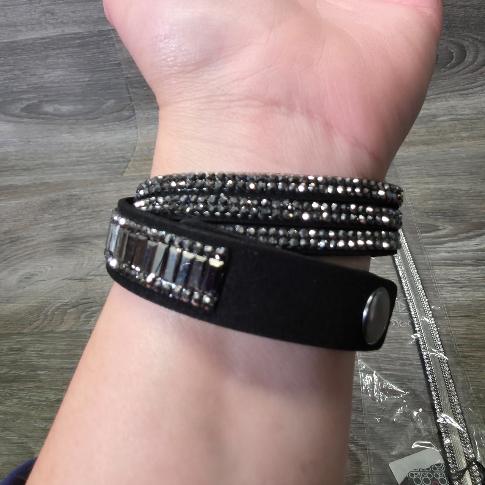 Paparazzi Black Rhinestone Diamond Wrap Bracelet Lot of 2 Boho Jewelry NEW