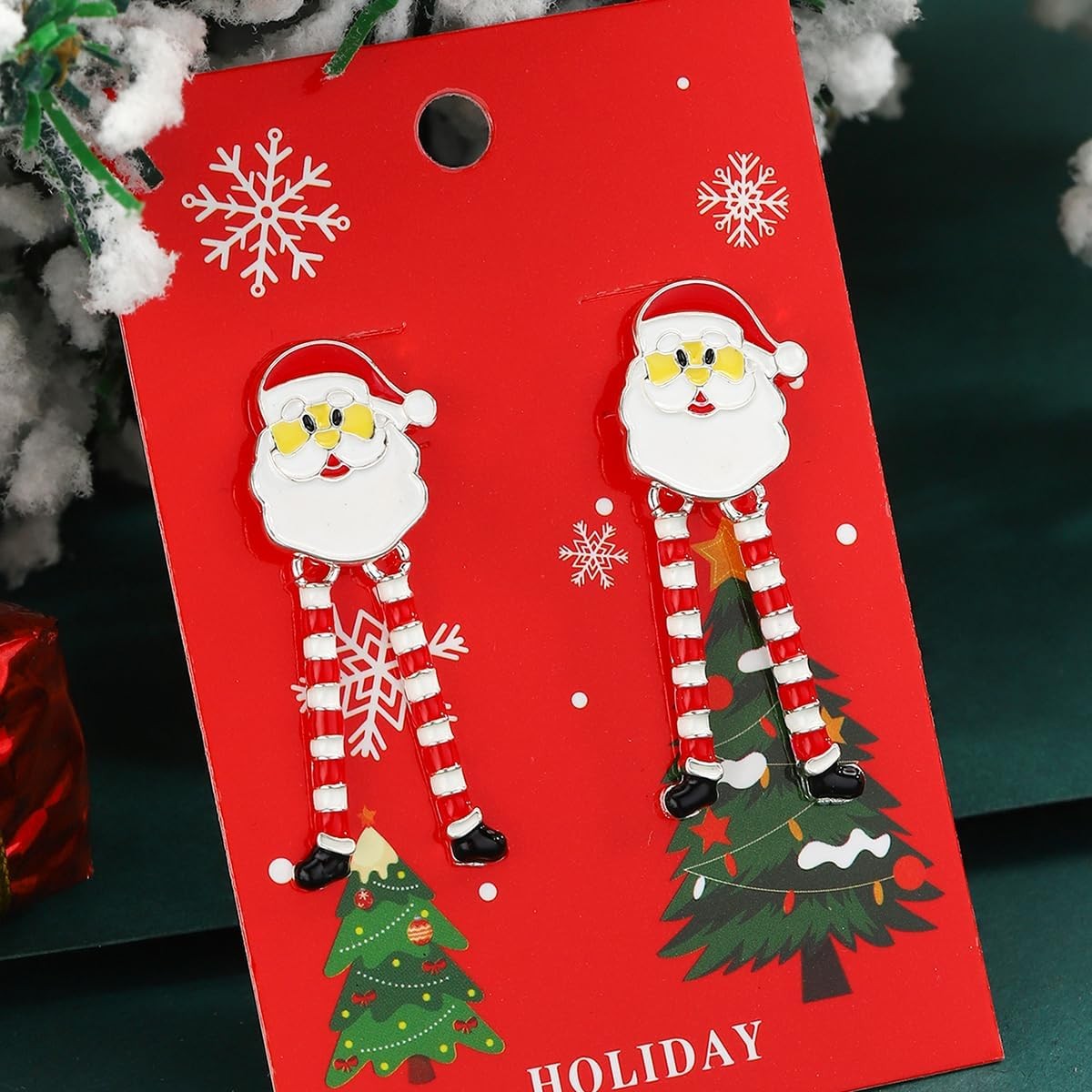 Christmas Red White Green Earrings Gift Holiday Earrings for Women Santa Claus