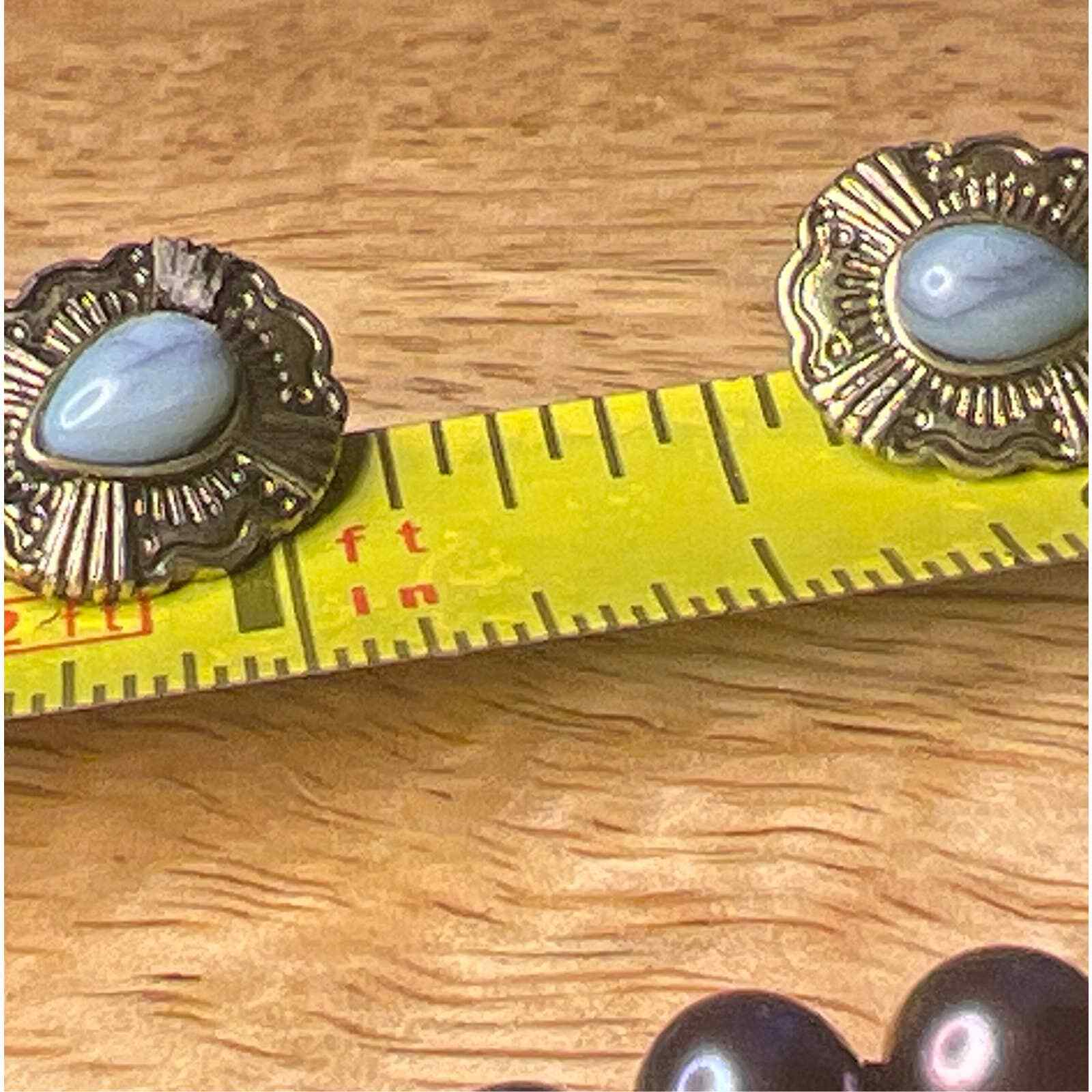Turquoise stud earrings gold color no stamp found