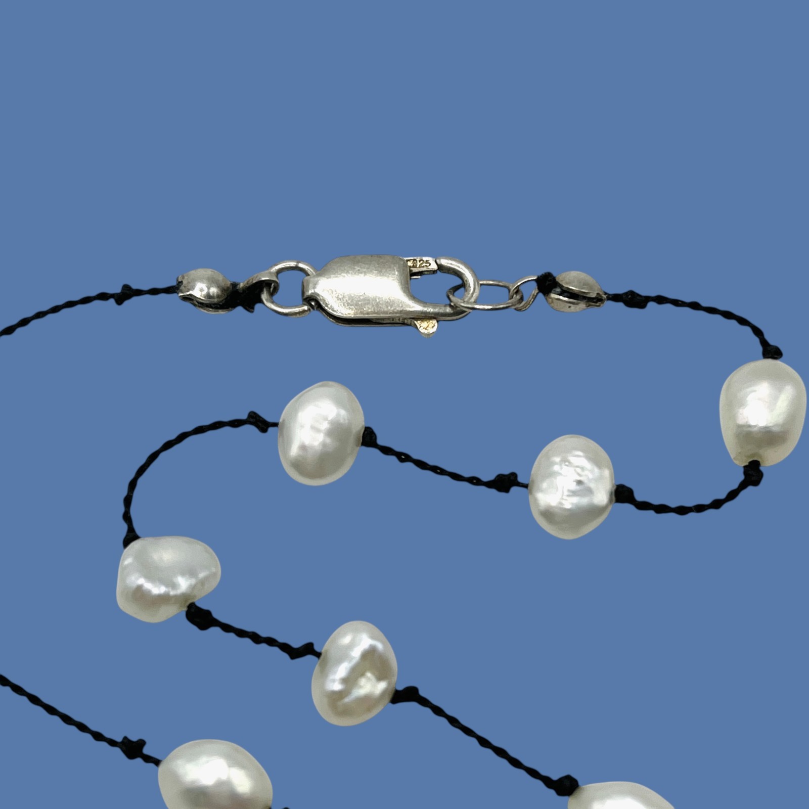 Baroque Freshwater Pearl Necklace Black Cord Casual Beach Cruise Minimalist Boho