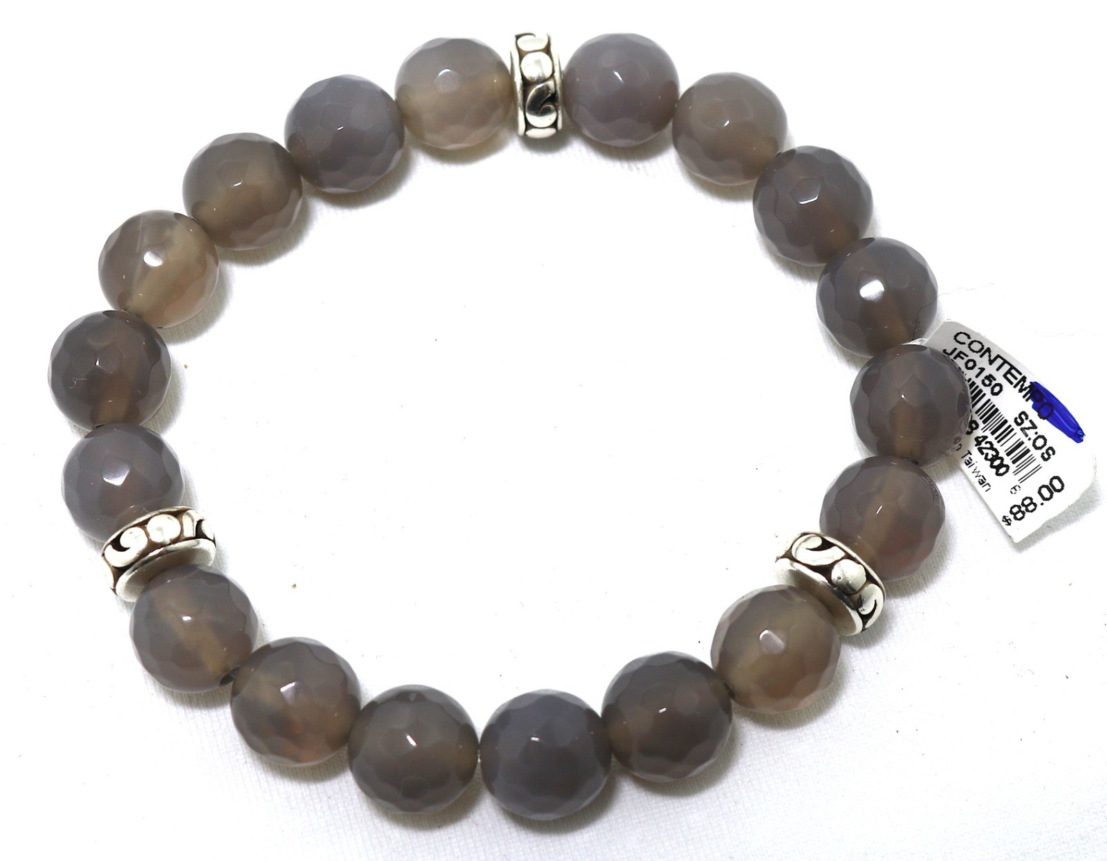 Brighton CONTEMPO DESERT SKY NWT $88 Gray & Silver Beaded Stretch Bracelet
