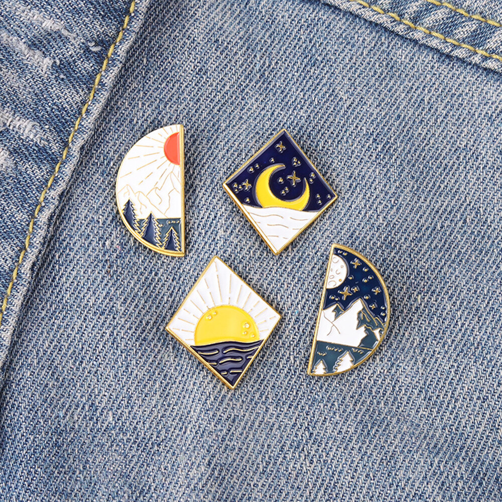 Cartoon Enamel Brooch Pin Halloween Ghost Moon Phase Collar Badge Corsage Gift