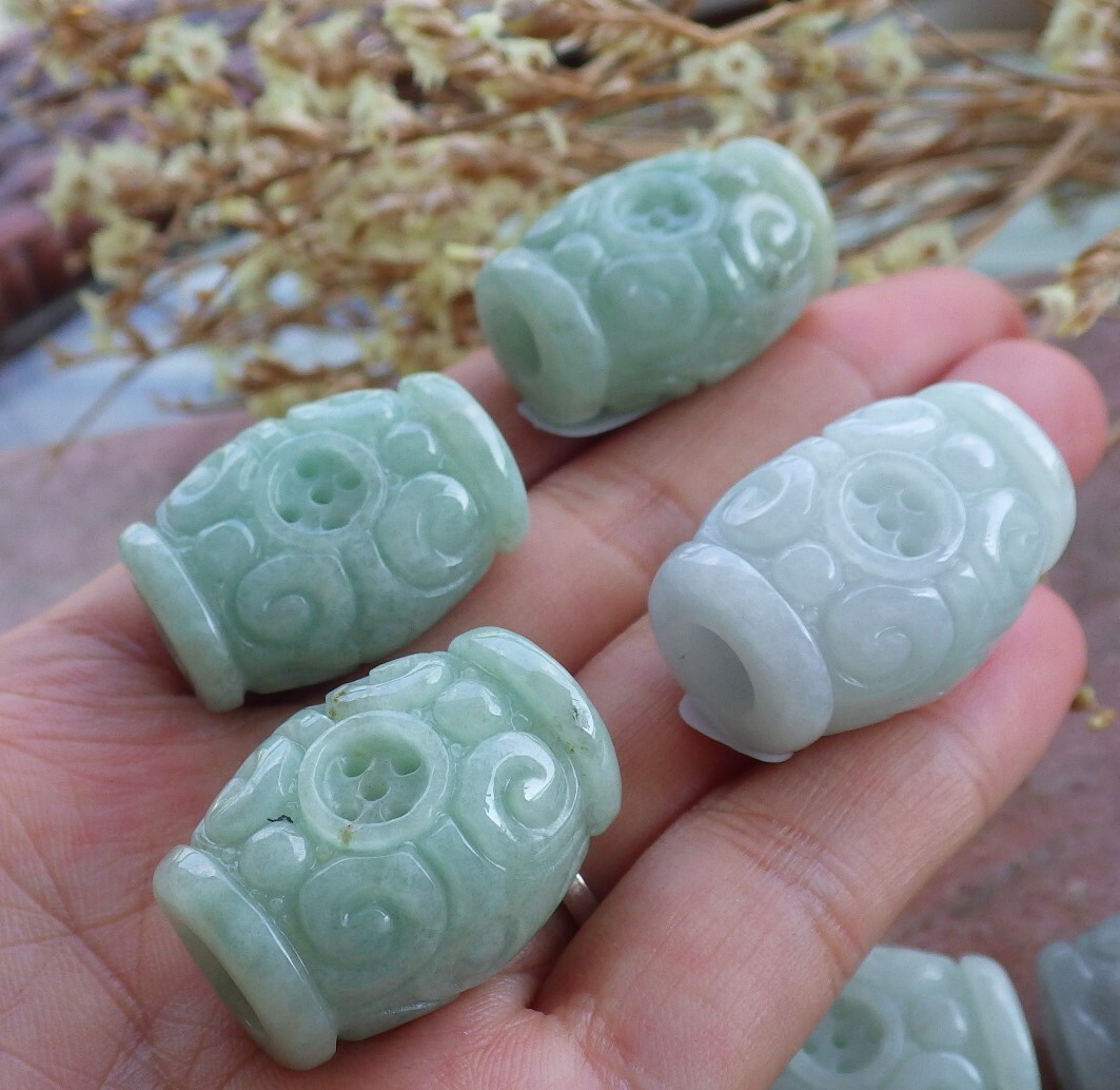 1Pcs Certified Lavender Green Natural A Jade jadeite Pendant Flower Bead 469874