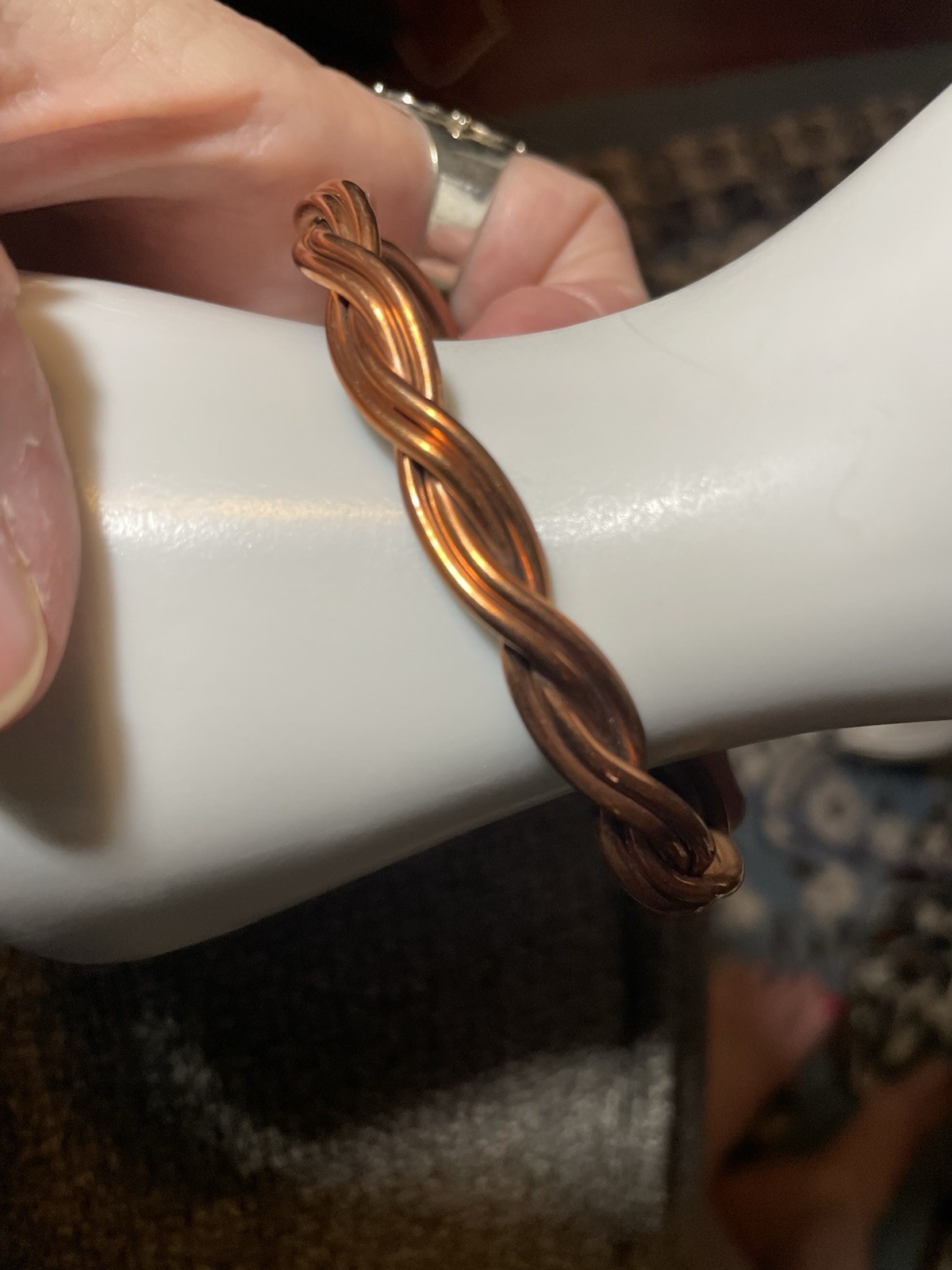 Twisted Braided Copper Tone Wire Cuff Bangle Bracelet, Metal, No Stone