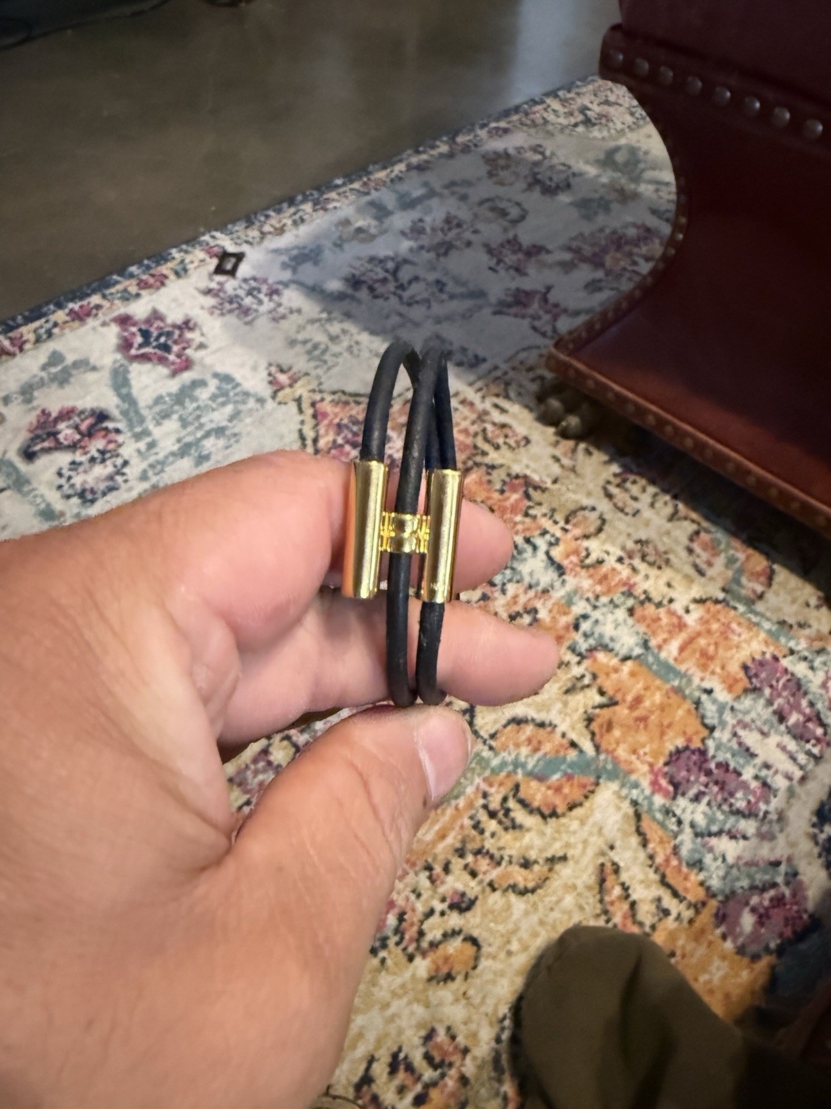 Tournes Tresse black Leather Hermes wrapped bracelet