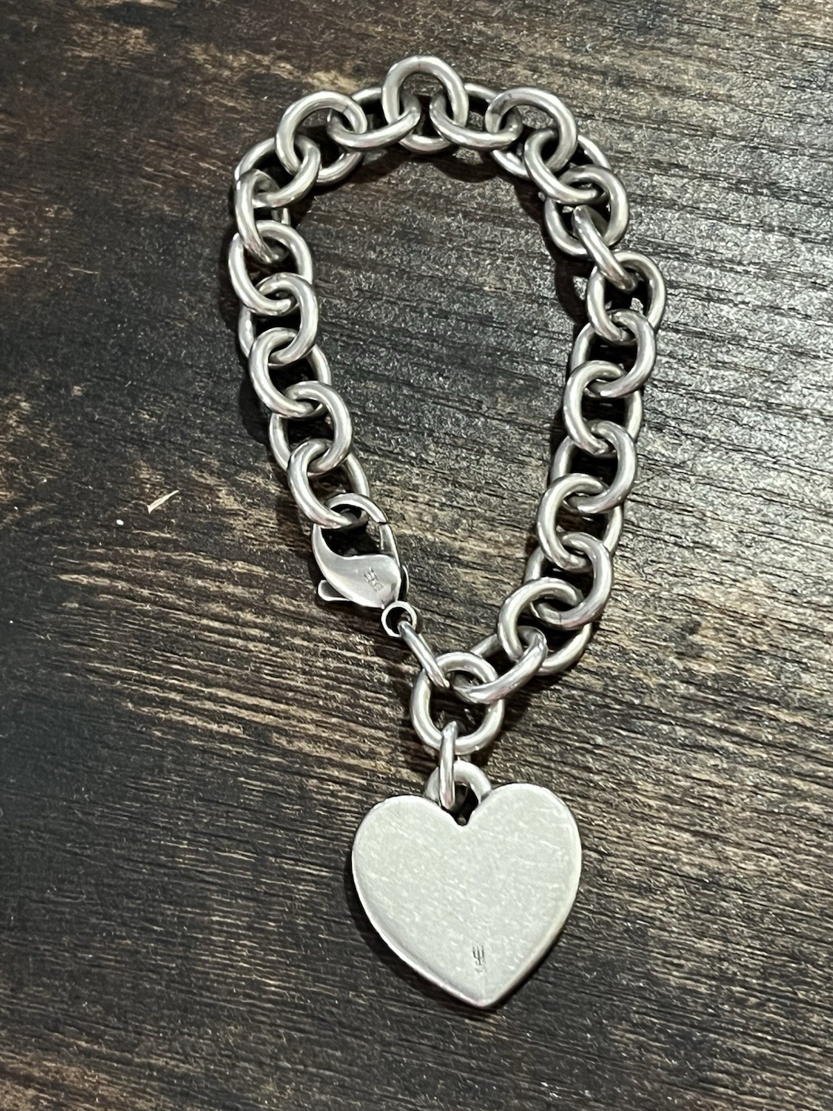 James Avery Retired Sterling Silver Cable Chain Bracelet with Large Heart Charm