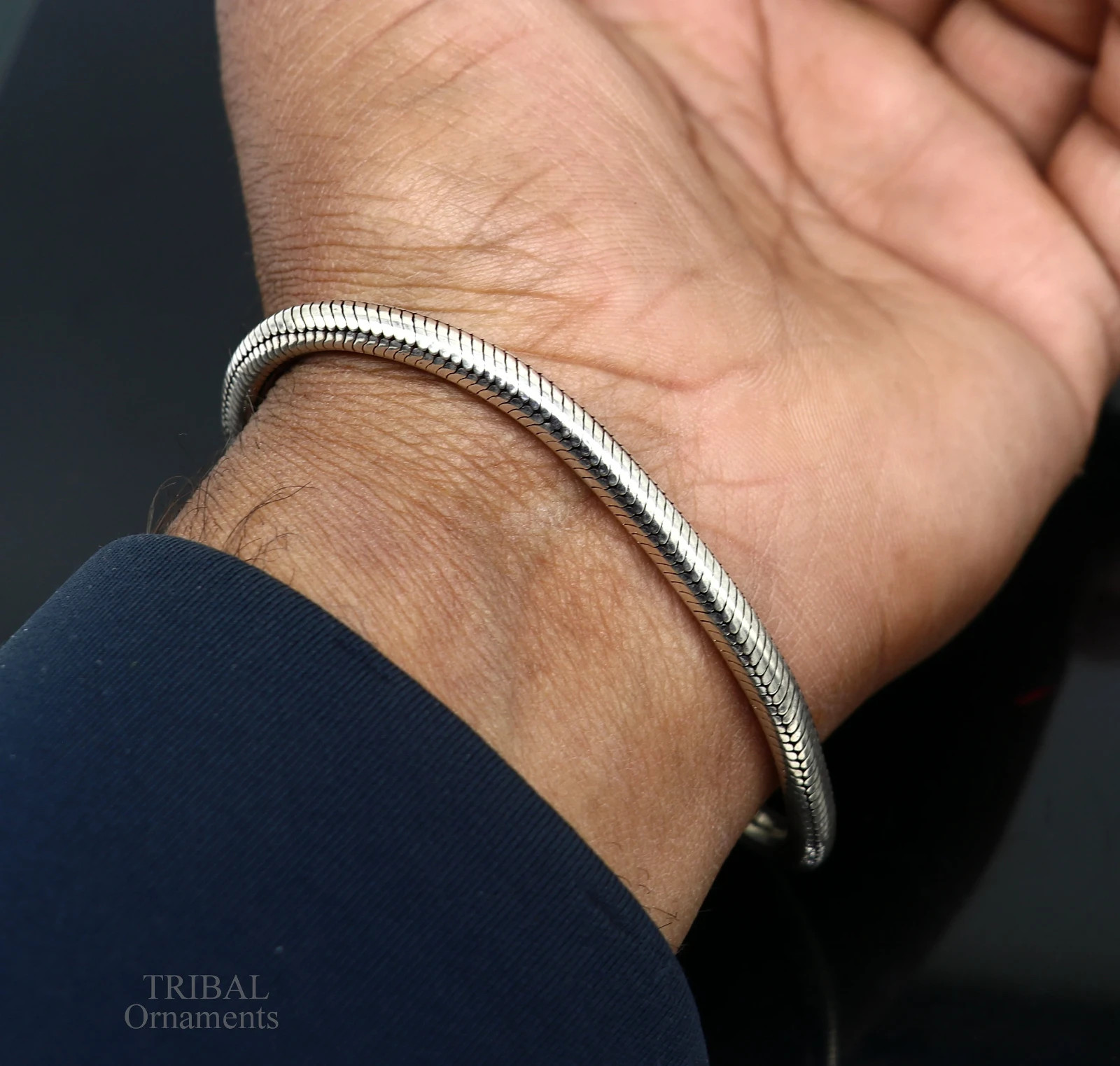 925 sterling silver snake chain customized half round D shape bracelet sbr242