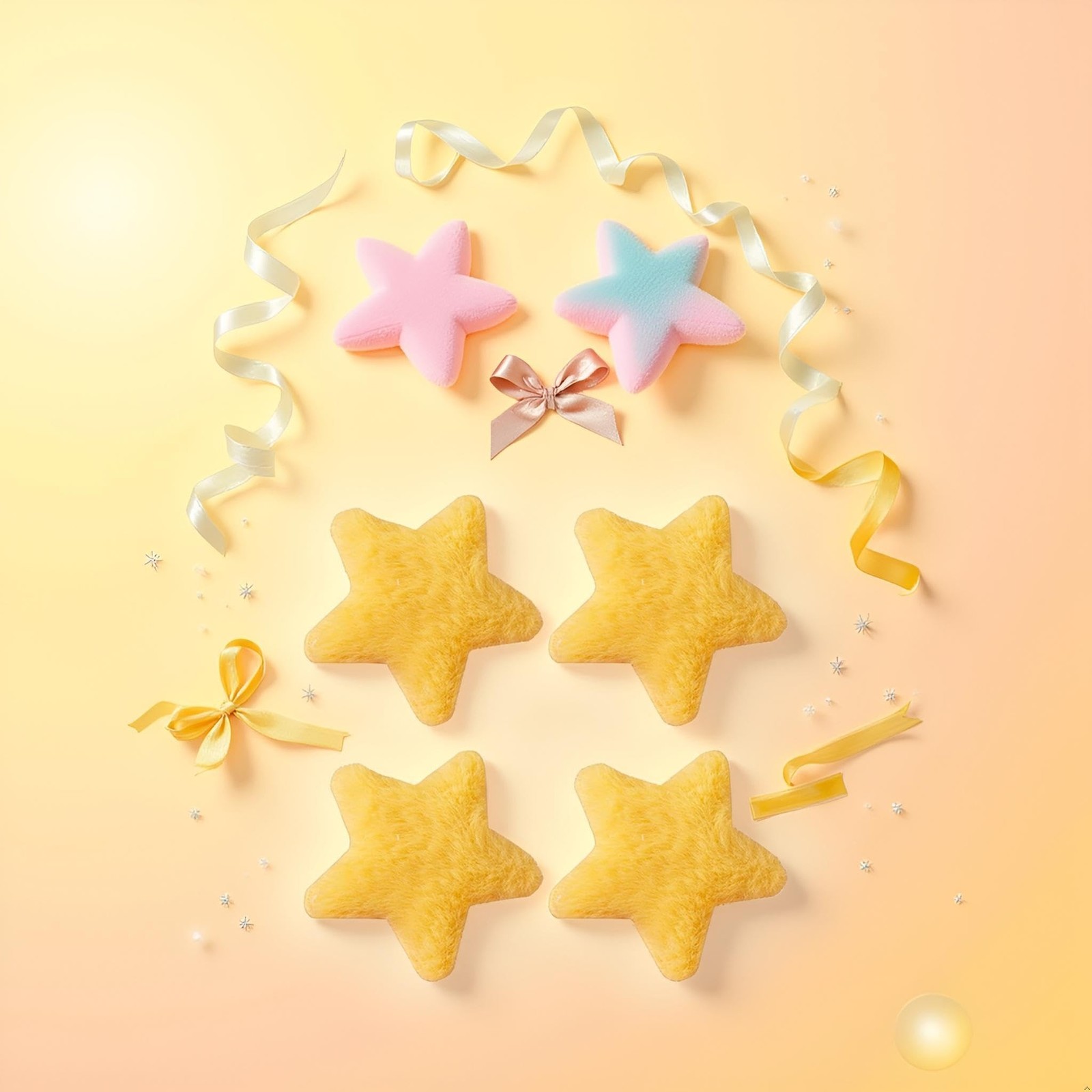 4 Pcs Yellow Star Hairpins Solid Color Fluffy Fuzzy Soft Anti-slip Hair Decor…