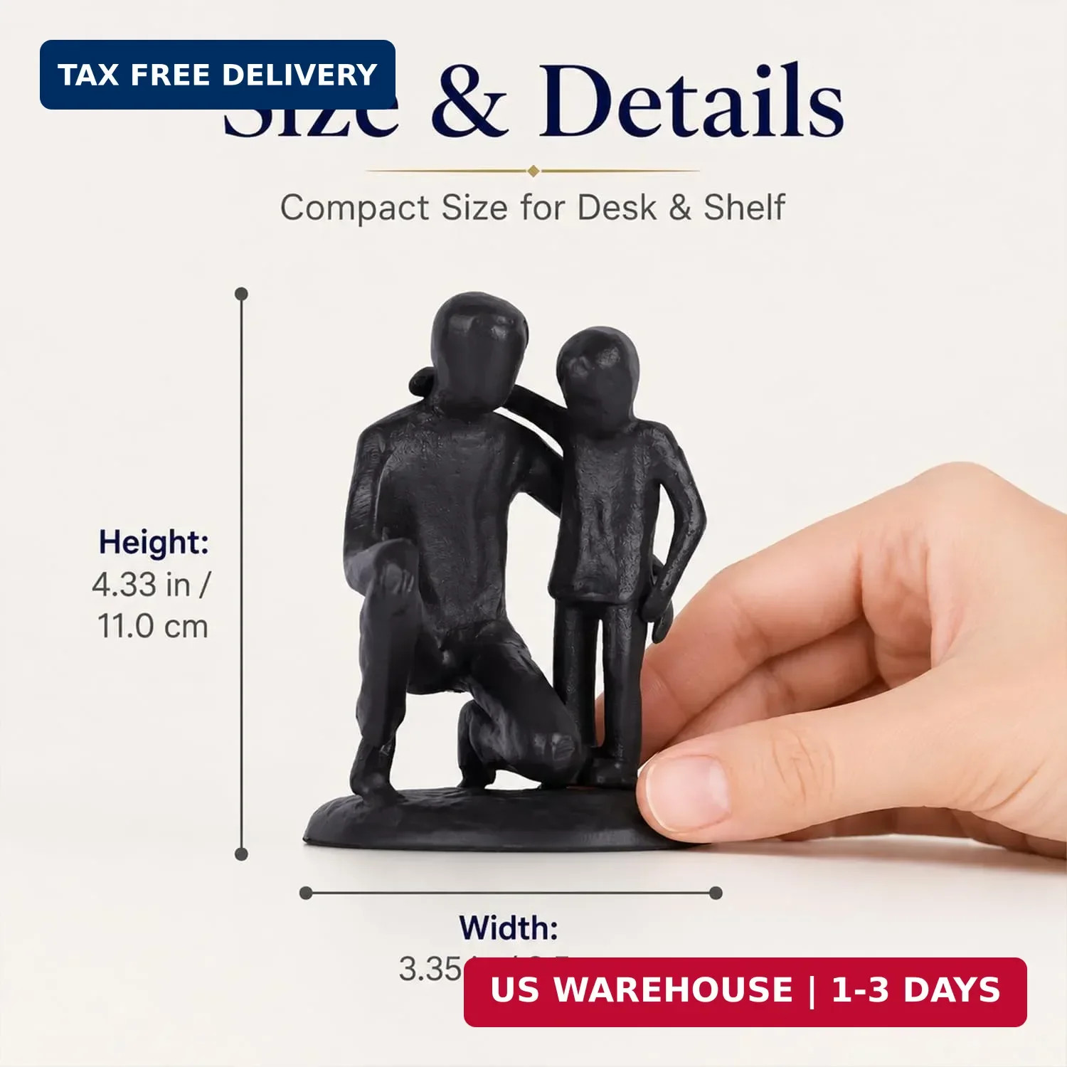 Iron Father and Son Sculpture,Sentimental Gift for Dad,Meaningful Birthday Gifts
