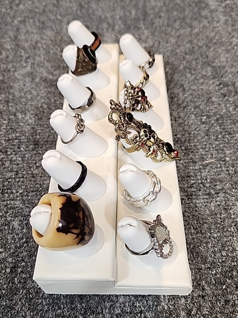 Jewelry 11 Rings Gothic Collection Skull 2 Rings w/Chain See Description #203