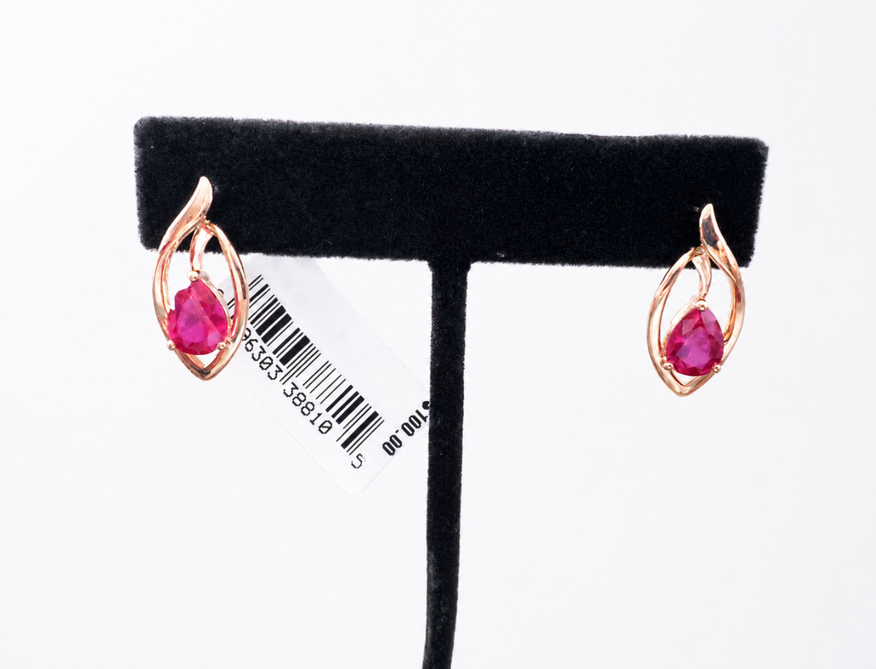 14KT Gold Vermeil Over 925 Sterling Silver Lab-Created Ruby Drop Earrings (3.0 g