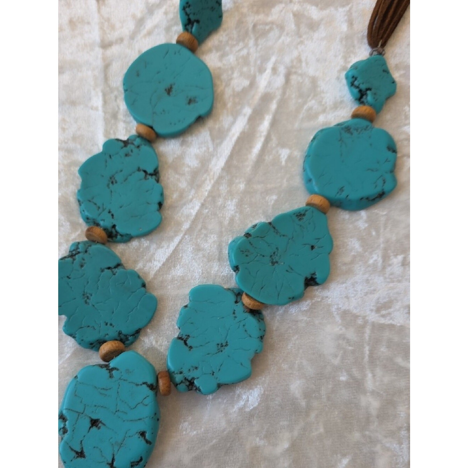 Chico’s Faux Turquoise Blue Disc Statement Necklace