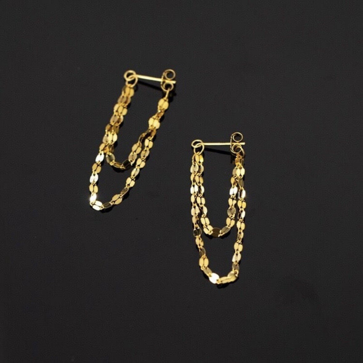 Gold chain tassel dangle drop earrings for women