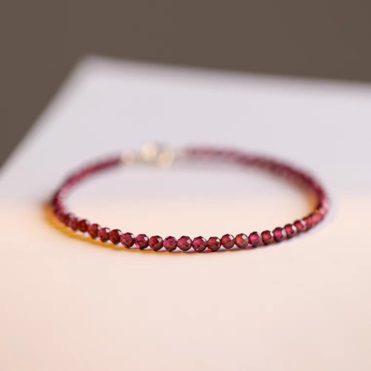 Natural 3mm Garnet Stone Beaded Bracelet Burgundy Gemstone Bracelet Minimalist