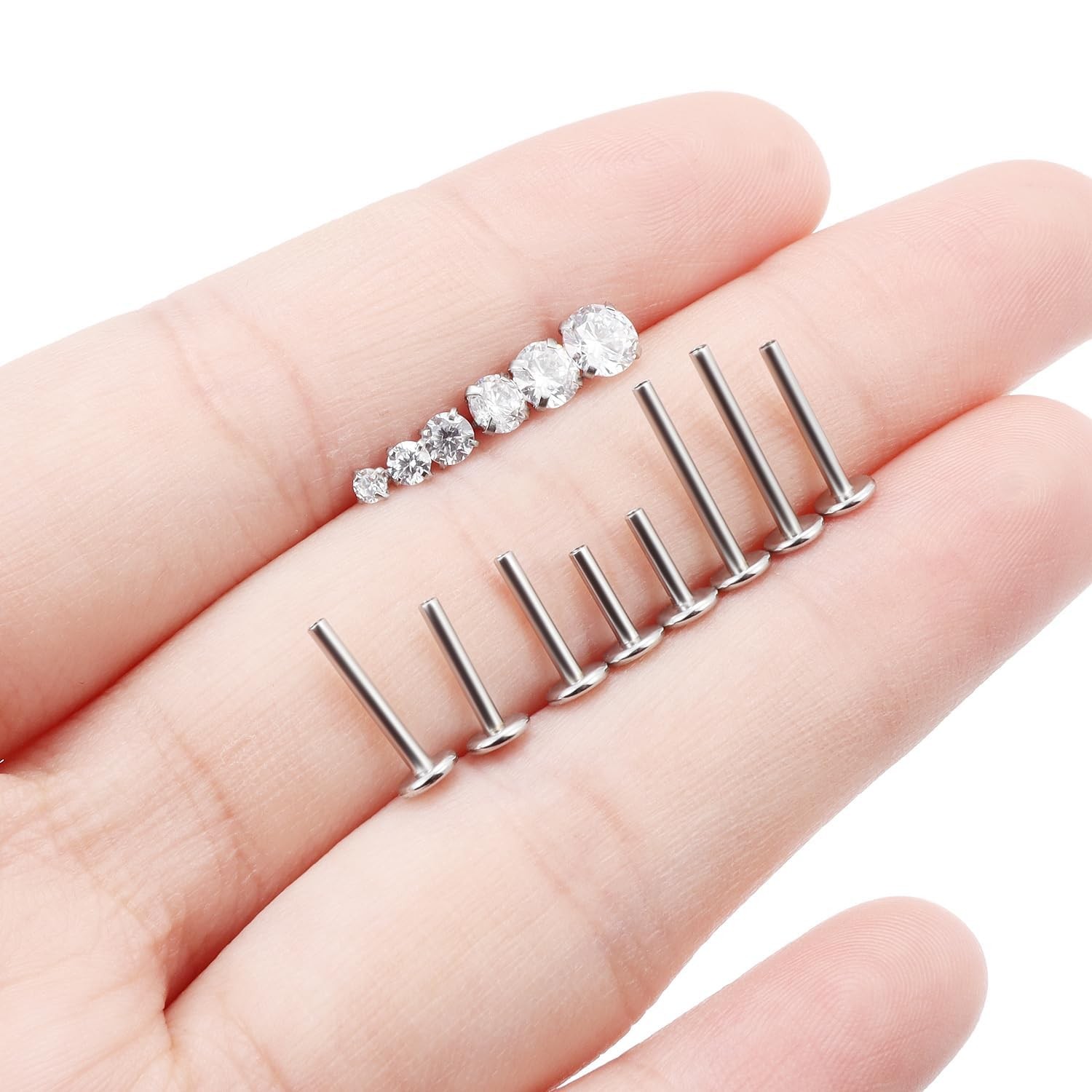 Msndnkwo Medusa 6mm, 8mm, 10mm, 12mm, Silver 16G Studs Piercing Jewelry