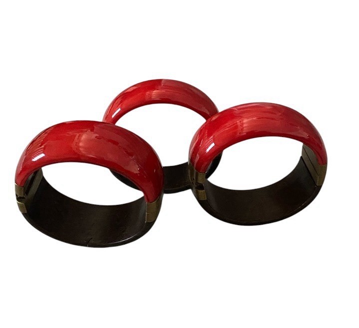 Premier Designs Piper Resin And Wood Hinged Bangle(Set Of 3) 7.25in