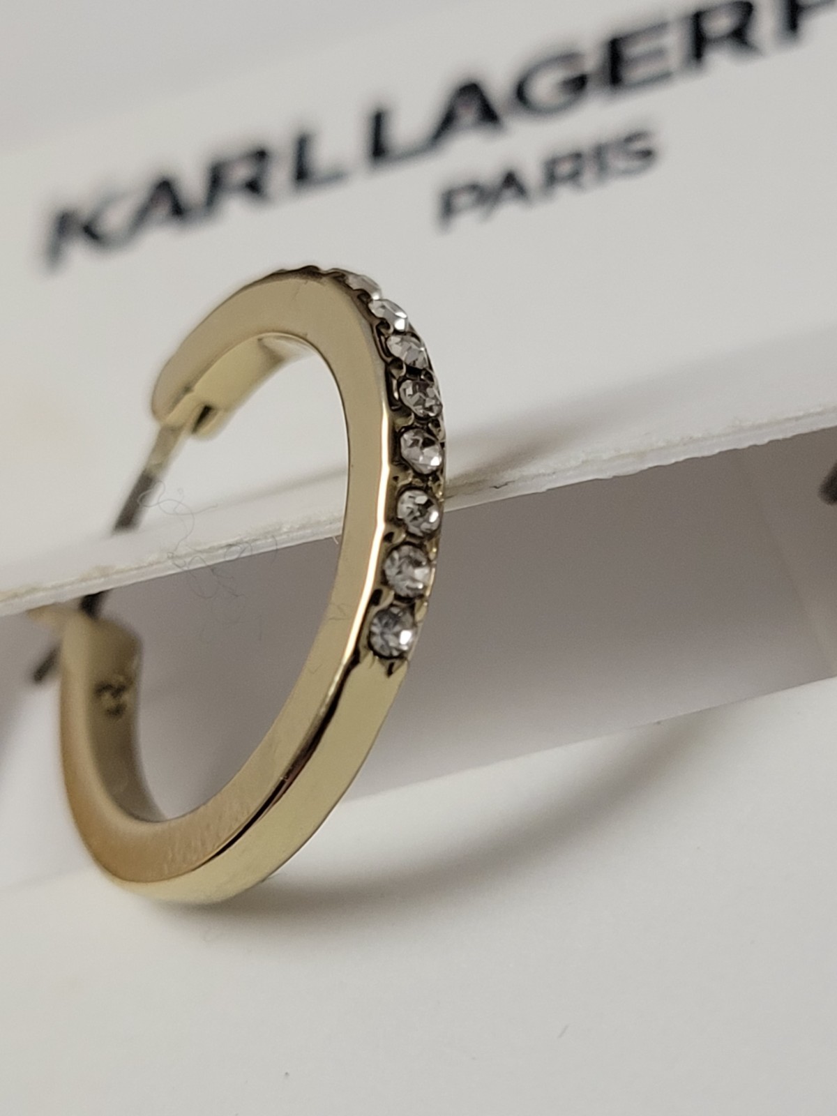 Karl Lagerfeld Paris Extra-Small Pavé Hoop Earrings, 0.35″ (2022) Brand New USA