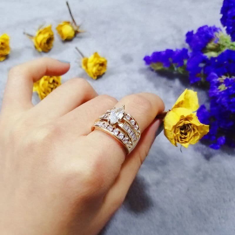 Marquise Cut Lab Created Diamond Wedding Ring Cubic Zircon Diamond Jewellery