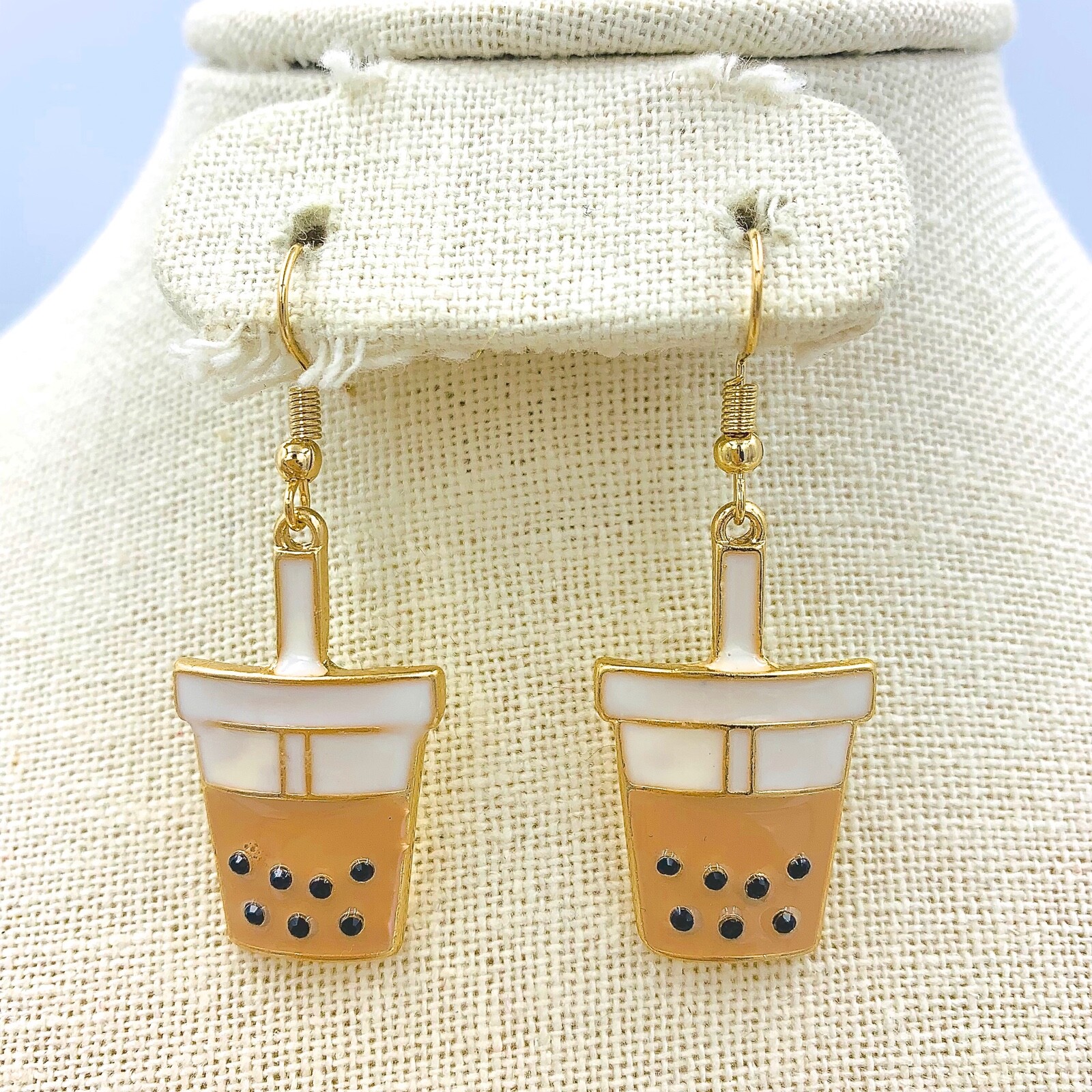 Boba Milk Tea Earrings in Chocolate or Strawberry (0.8x2in)