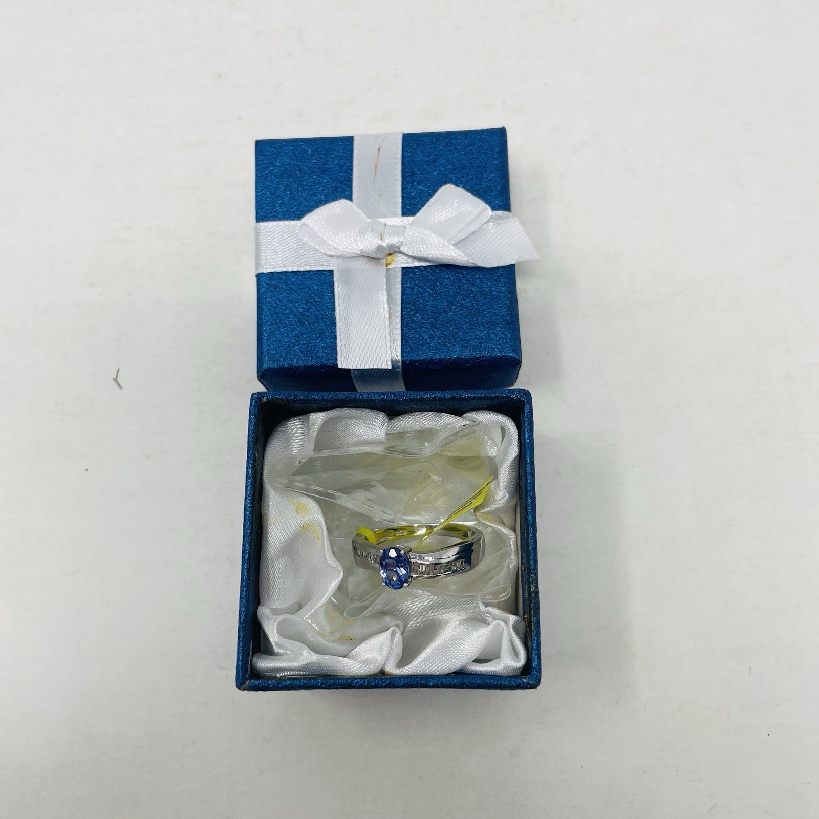 Shop LC Tanzanite/White Topaz Size 8 Platinum Over 925 Sterling Silver Ring 5094