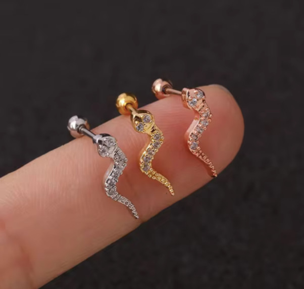 Snake Cubic ZirconiaGold Silver Cartilage Helix Lobe Tragus Conch 20G Earring