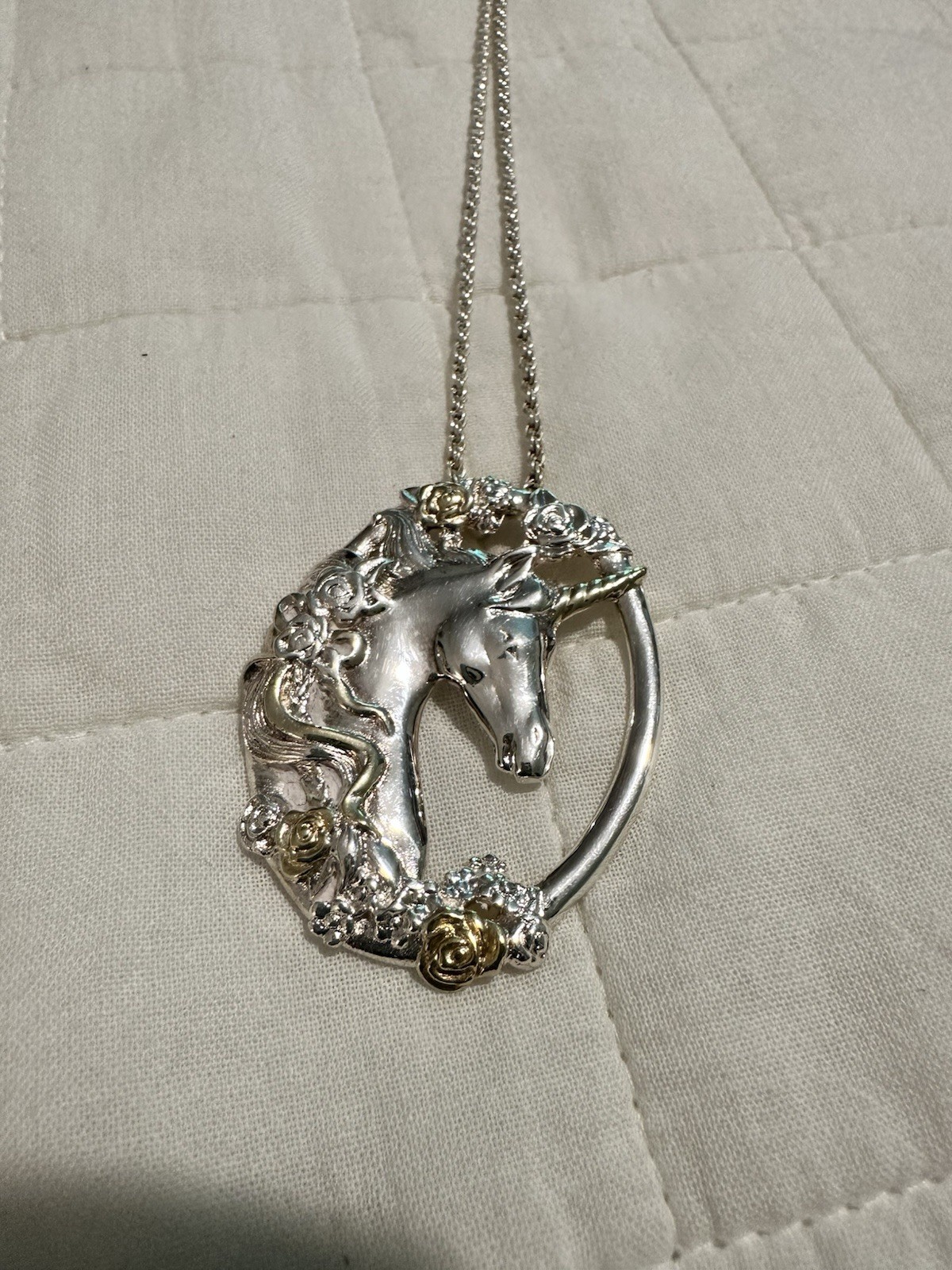 Vintage Gorham Sterling Silver Unicorn Necklace 925 Italy Chain Box