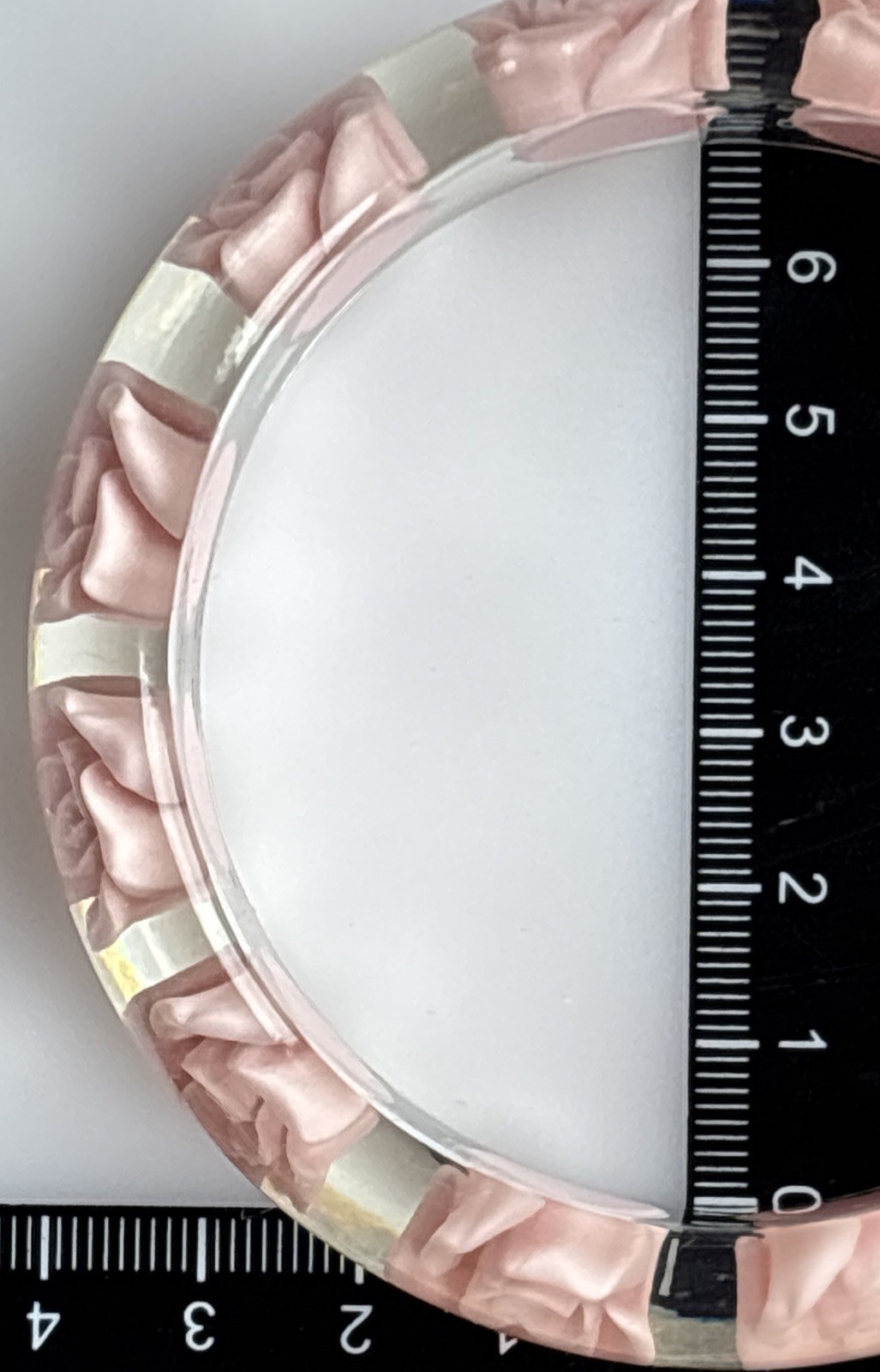 Vintage Lucite Clear Bangle Plastic Resin Pink Embedded Roses