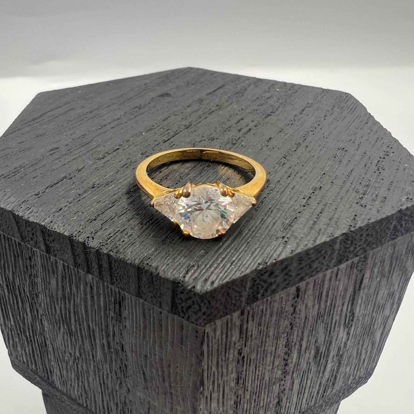 Antique Gold Tone Cubic Zirconia Engagement Style Fairytale Ring Size 9