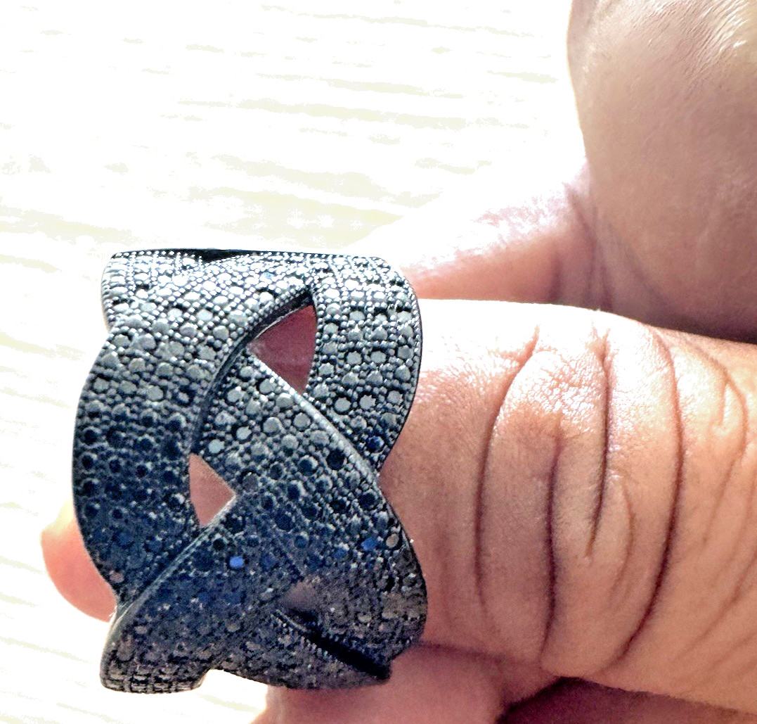 Women Black Ring Plated Size 9 with CZ