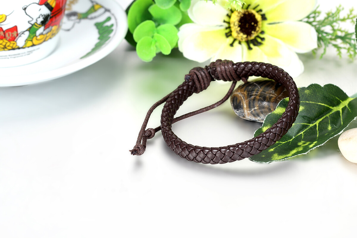 Men’s Women’s Wrap Braided Leather Bracelet Cuff Bangle Adjustable Wristband