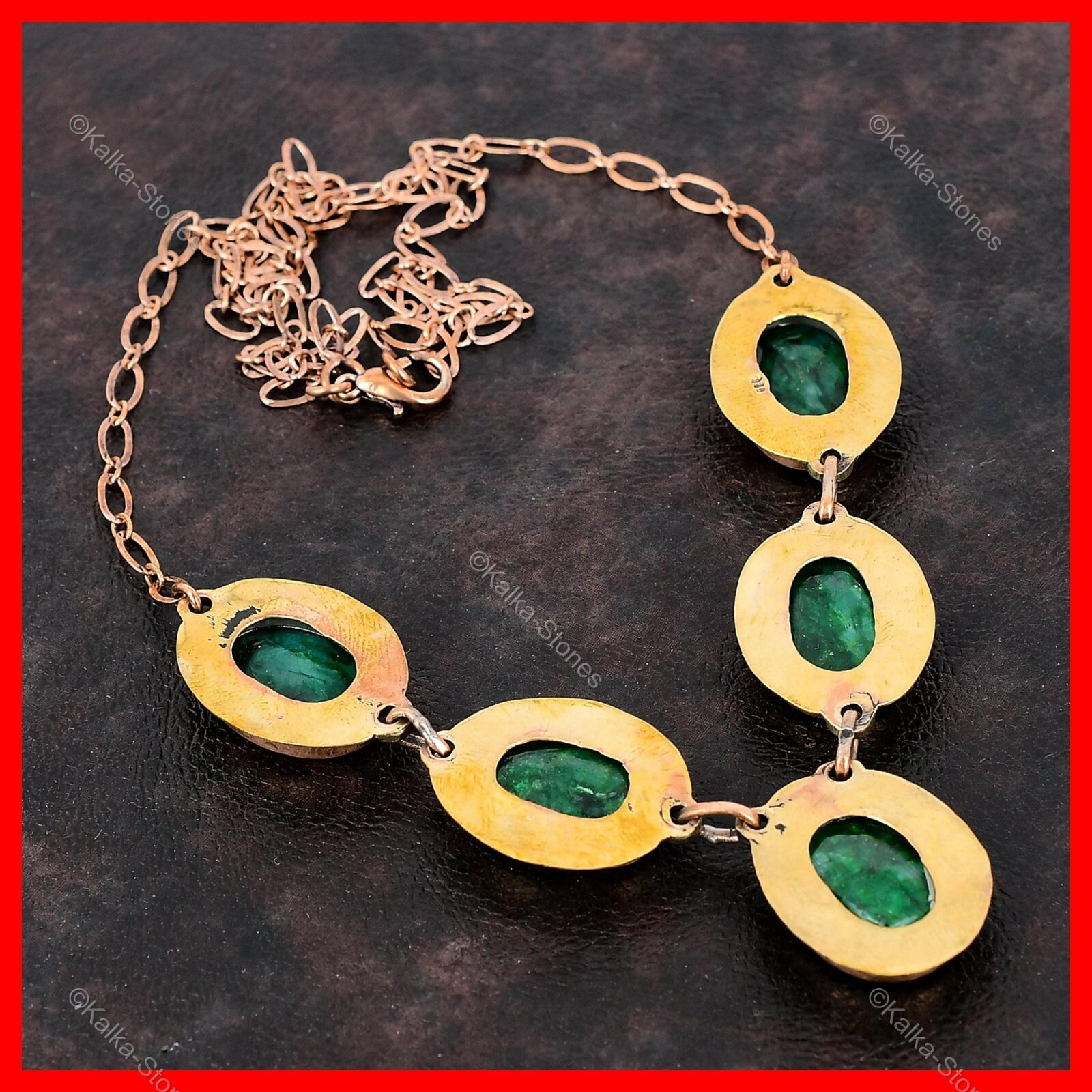 Womens day Deal Natural Zambian Emrald Trendy Ethnic Necklace Jewelry Copper
