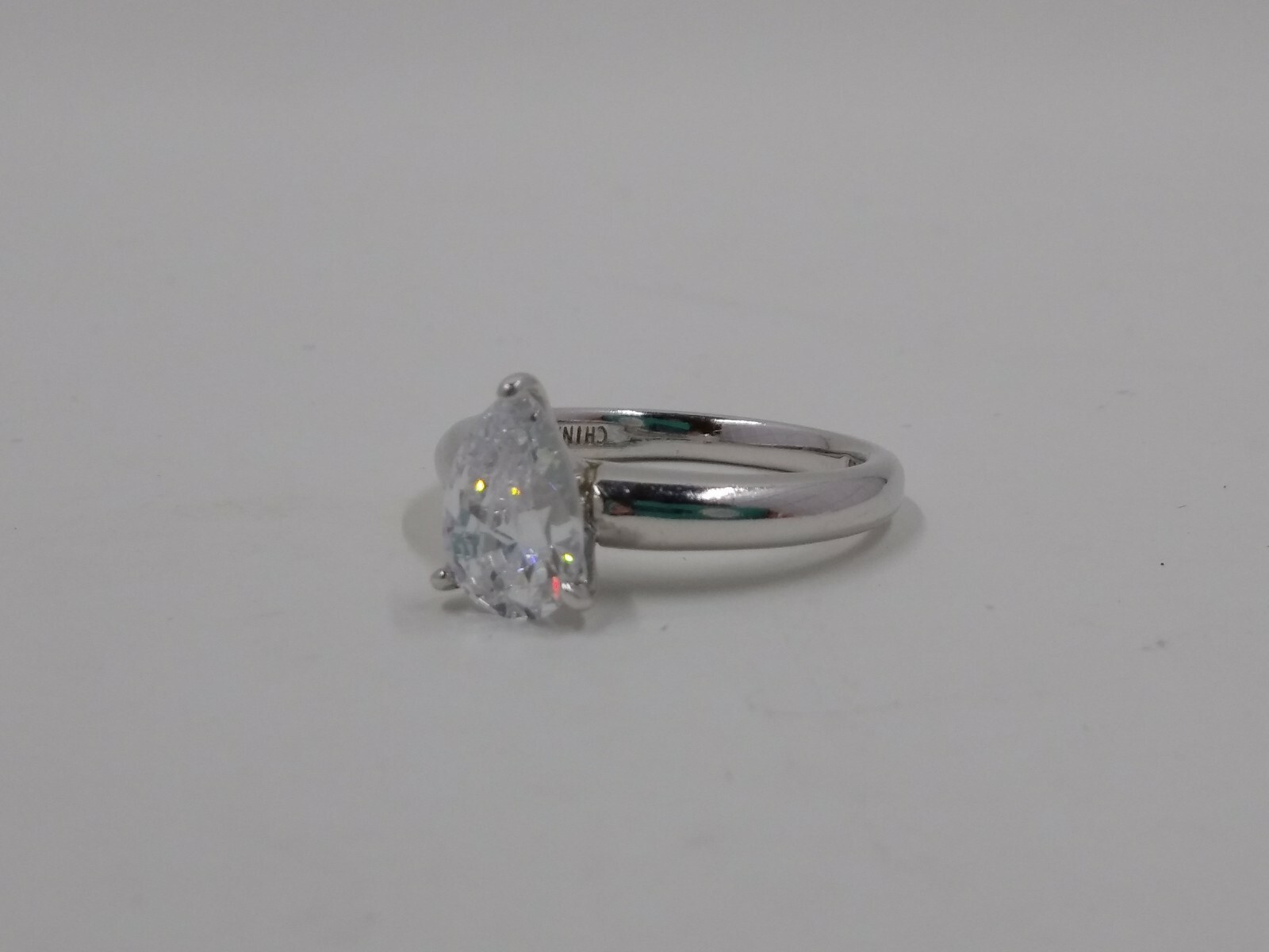 Epiphany Diamonique Pear 1.50 cttw Cubic Zirconia Solitaire Ring Platinum Plated