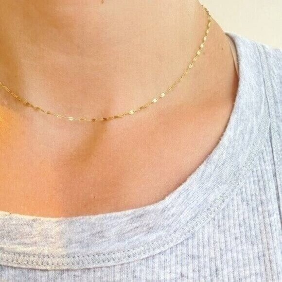 WATERPROOF Gold Chain Necklace Layering Necklace Dainty Gold Sparkle Chain
