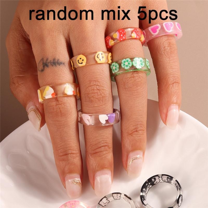 Bohemian Handmade Colorful Flower Beaded Ring Set for Women Beach Jewelry Gift