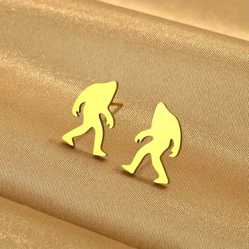 Sasquatch Stud Earings – Color Gold, Silver or Black – Bigfoot Style -Wear Proud