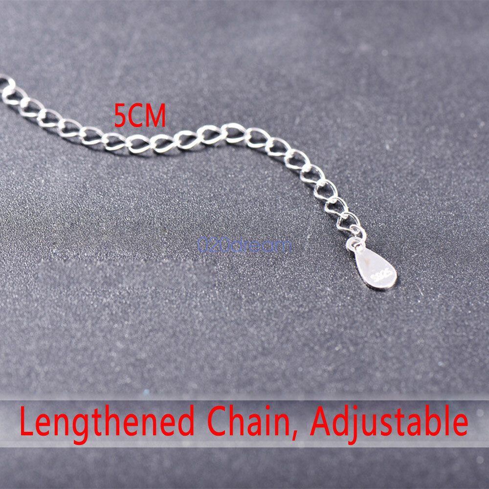 Real 925 Sterling Silver Necklace 2.5mm 4 leaves Chain 14-26″ Extend Adjust Gift