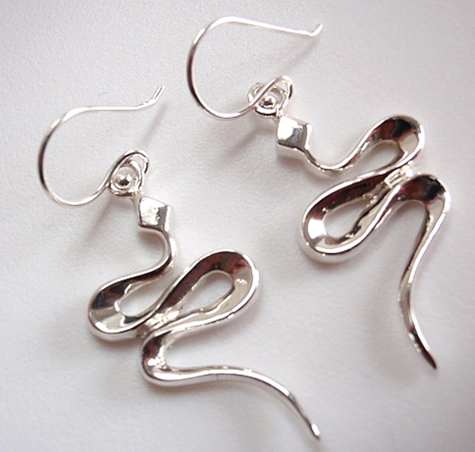 Diamond-Shaped Head Snake Earrings Sterling Silver Dangle Corona Sun Jewelry